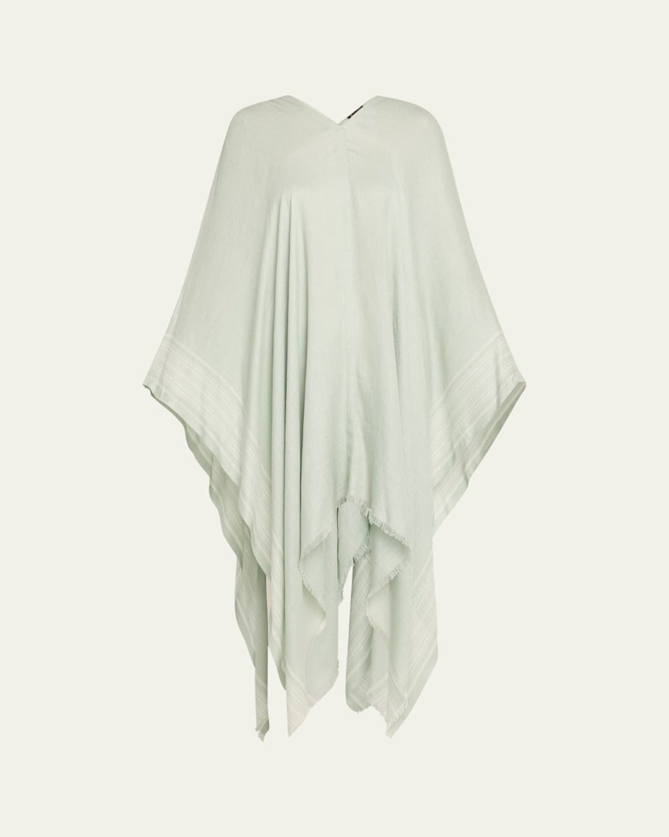 Aida Bicolor Suitcase Stripe Silk Linen Poncho